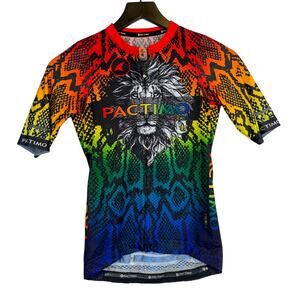 Pactimo Womens Cycling Jersey Shirt Vibrant Lion Rainbow Snake Skin - XS